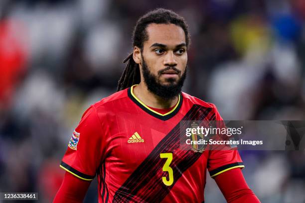 Jason Denayer of Belgium during the UEFA Nations league match between France v Belgium at the Allianz Stadium on October 7, 2021 in Turin Italy