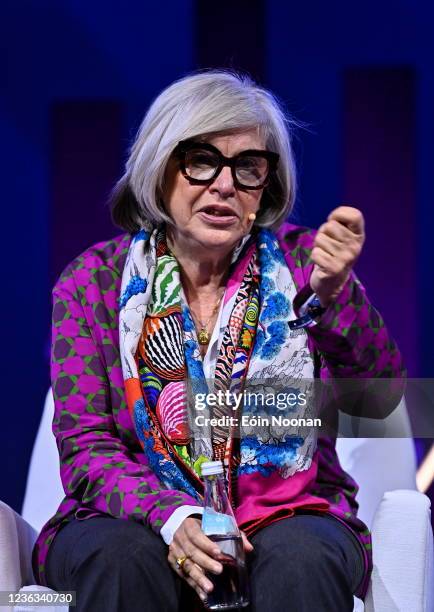 Lisbon , Portugal - 4 November 2021; Steffi Czerny, DLD Media, on Remote Stage during day three of Web Summit 2021 at the Altice Arena in Lisbon,...