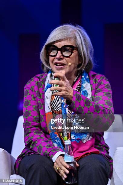 Lisbon , Portugal - 4 November 2021; Steffi Czerny, DLD Media, on Remote Stage during day three of Web Summit 2021 at the Altice Arena in Lisbon,...