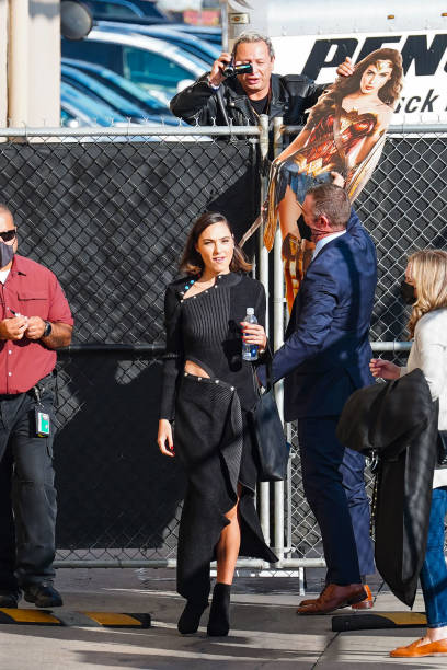 Gal Gadot is seen arriving at 'Jimmy Kimmel Live' Show on November 03, 2021 in Los Angeles, California.