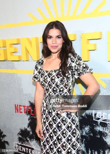 America Ferrera attends Gentefied Season 2 Celebrates A Taste Of The BLVD at BLVD MRKT on November 03, 2021 in Montebello, California.