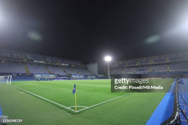 General view inside stadium prior the UEFA Europa League group H match between Dinamo Zagreb and Rapid Wien at Maksimir Stadium on November 4, 2021...