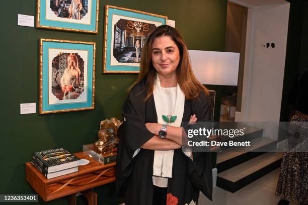 Maryam Eisler attends a private view of "Once Upon A Turquoise Past" by artist Maryam Eisler at LINLEY on November 4, 2021 in London, England.