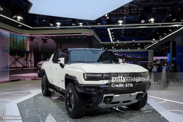 Hummer is displayed at the China International Import Expo in Shanghai on November 5, 2021. - China OUT / China OUT