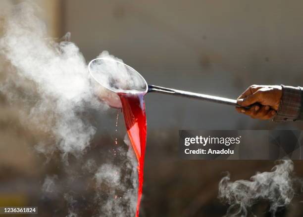 Molasses produced by villagers with traditional ways after harvesting of pomegranates in Gaziantep, Turkey on November 4, 2021.