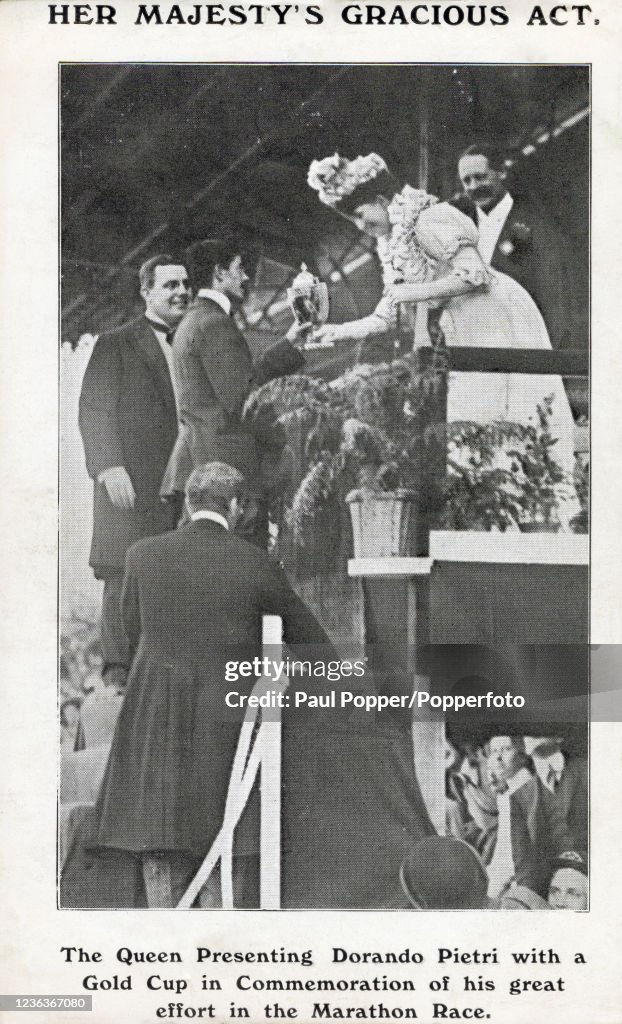 HM Queen Alexandra And Dorando Pietri - 1908 London Olympic Games Marathon
