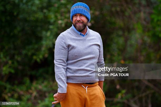 Erik Compton reacts to his shot from the ninth tee during the second round of the Korn Ferry Tour Qualifying Tournament Final Stage at Landings...