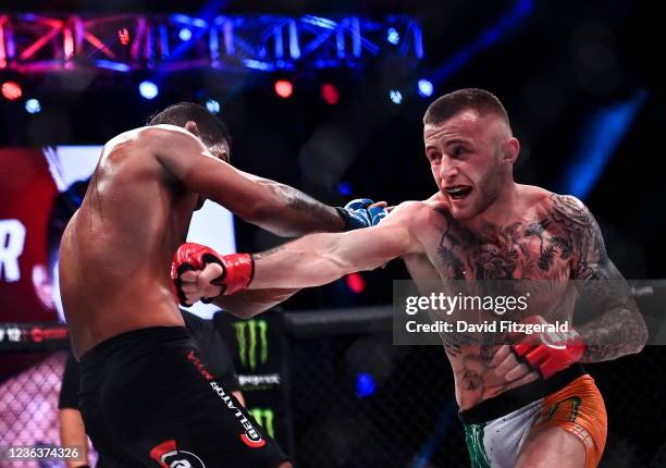 Dublin , Ireland - 5 November 2021; James Gallagher, right, and Patchy Mix during their bantamweight bout at Bellator 270 at the 3Arena in Dublin.