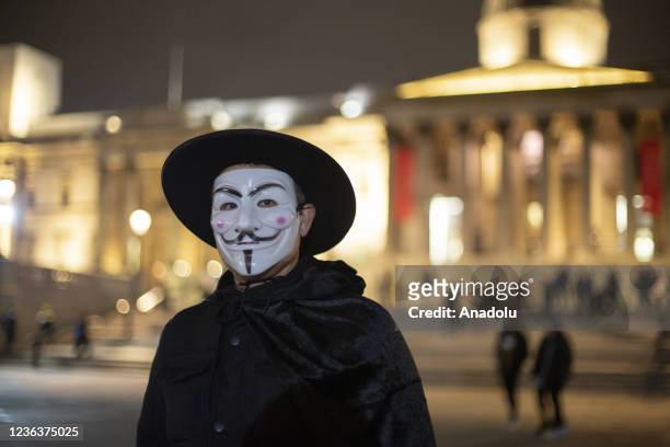 Demonstrators attend the Million Mask March Annual bonfire night protest advertised as a 'world wide protest' organized by activist group Anonymous...