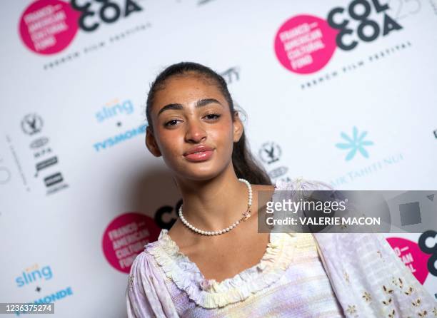 French actress Daphne Albert arrives at the Colcoa French Film Festival day 5, in West Hollywood, California on November 5, 2021.