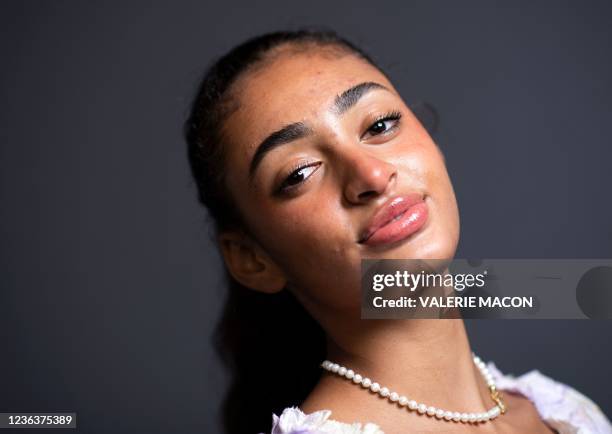 French actress Daphne Albert poses poses for an AFP photo session during Colcoa French Film Festival day 5, in West Hollywood, California on November...