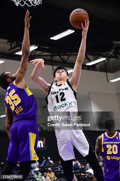 Fanbo Ignite Fanbo Zeng of the G League Ignite goes to the basket against the ...