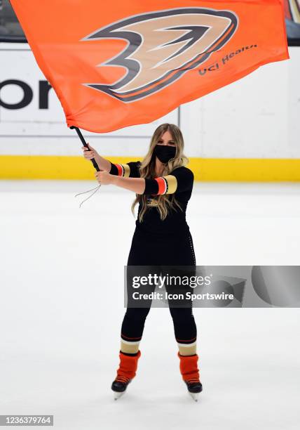 Anaheim Ducks power player on the ice after the Ducks defeated the Arizona Coyotes 3 to 1 in a hockey game played on November 5, 2021 at the Honda...