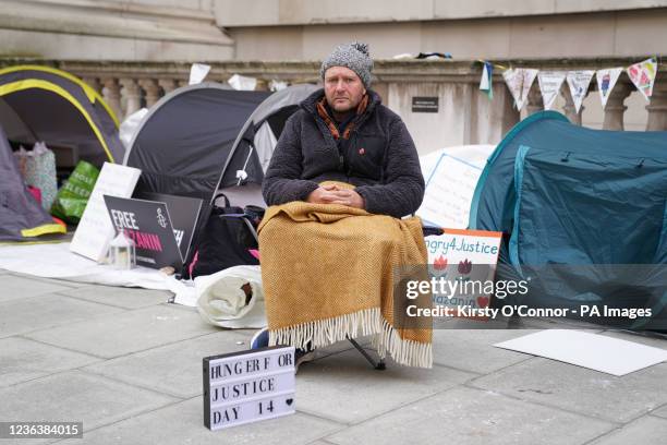 Richard Ratcliffe, the husband of Iranian detainee Nazanin Zaghari-Ratcliffe, outside the Foreign Office in London, during his continued hunger...