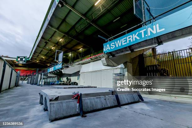 Stands of NEC Nijmegen unusable for supporters due to construction errors during the Dutch Eredivisie match between NEC Nijmegen v SC Heerenveen at...