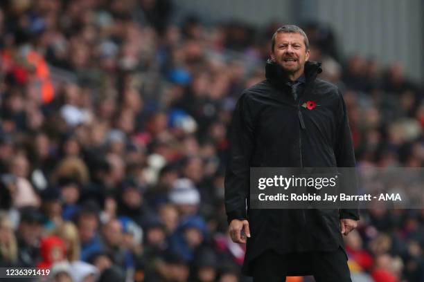 Slavisa Jokanovic the head coach / manager of Blackburn Rovers looks on during the Sky Bet Championship match between Blackburn Rovers and Sheffield...