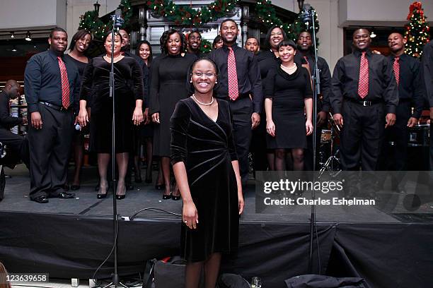 The Boys and Girls Choir of Harlem Alumni Ensemble perform at the 2010 Brooks Brothers & St. Jude Children's Research Hospital holiday celebration at...