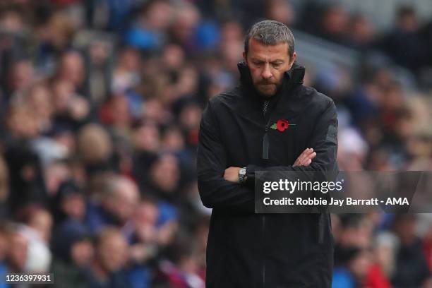 Slavisa Jokanovic the head coach / manager of Sheffield United looks on during the Sky Bet Championship match between Blackburn Rovers and Sheffield...