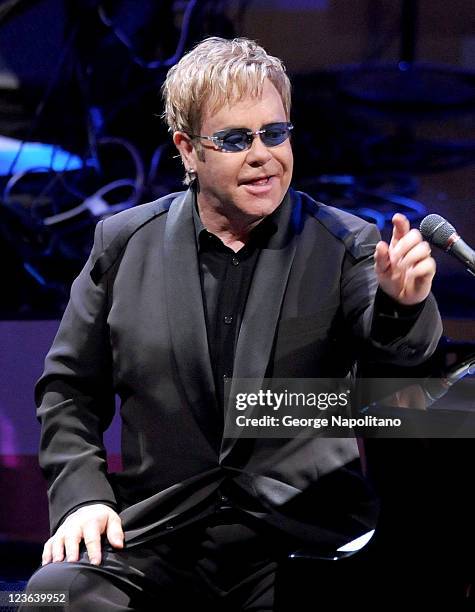 Elton John performs on ABC's "Good Morning America" at the Beacon Theatre on October 20, 2010 in New York City.