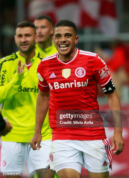 Taison of Internacional celebrates after scoring his team's first goal during the match between Internacional and Gremio as part of Brasileirao...