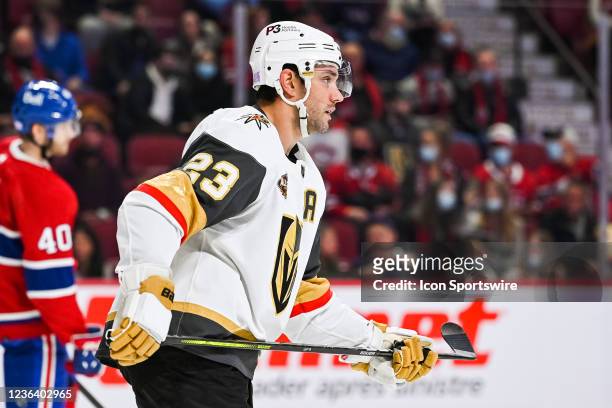 Look on Las Vegas Golden Knights defenceman Alec Martinez during the Las Vegas Golden Knights versus the Montreal Canadiens game on November 06 at...