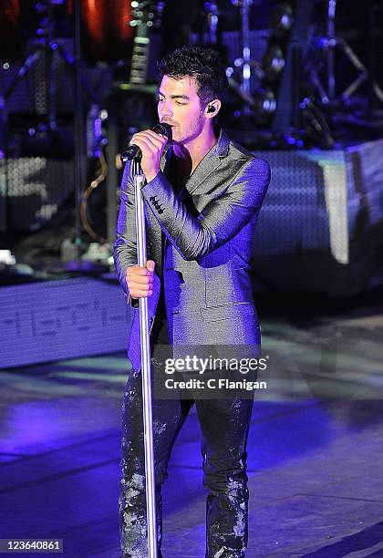 Musician Joe Jonas of The Jonas Brothers performs at Shoreline Amphitheatre on September 18, 2010 in Mountain View, California.