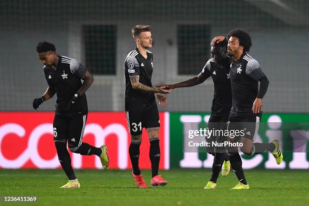 Adama Traore celebrates in action during the UEFA Champions League group D football match between Sheriff and Inter Milan at Sheriff Stadium in...