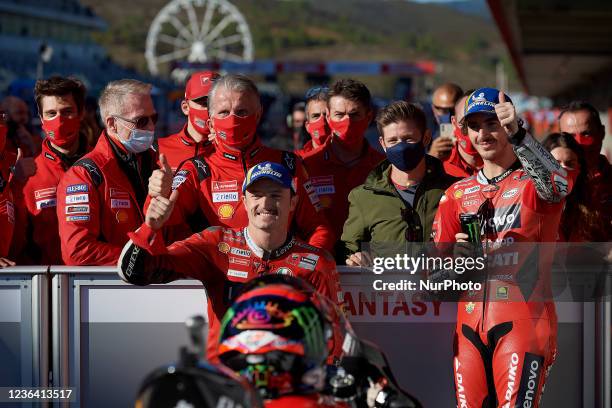 Jack Miller of Australia and Ducati Lenovo Team and Francesco &quot;Pecco&quot; Bagnaia of Italy and Ducati Lenovo Team Ducati during the qualifying...