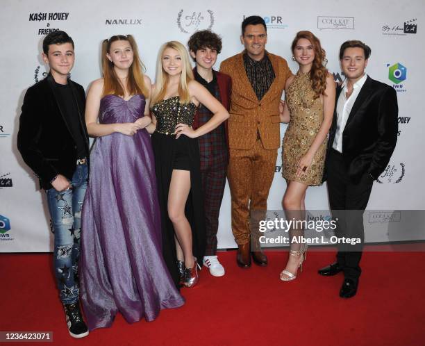 Alexander James Rodriguez, Brianna Bailey, Samantha Bailey, Kash Hovey, Serena Laurel and Presley Aronson attend the "Kash Hovey & Friends" Film...