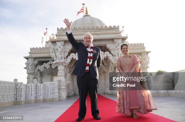 Prime Minister Boris Johnson and Home Secretary Priti Patel attend Diwali celebrations during their visit to the Hindu temple, BAPS Shri Swaminarayan...