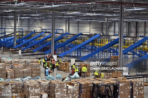 Illustration picture shows the inauguration of the logistics platform of Cainiao, the logistics branch of Alibaba, Monday 08 November 2021 at Liege...