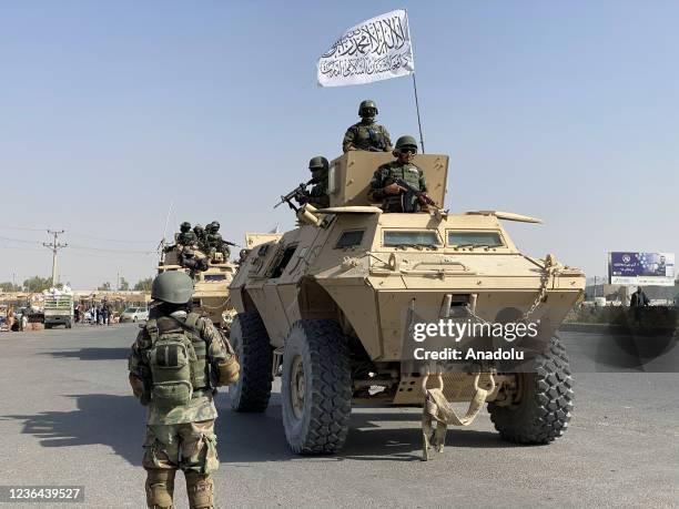 Taliban holds a military parade with equipment captured from U.S. Army in Kandahar, Afghanistan on November 8, 2021.