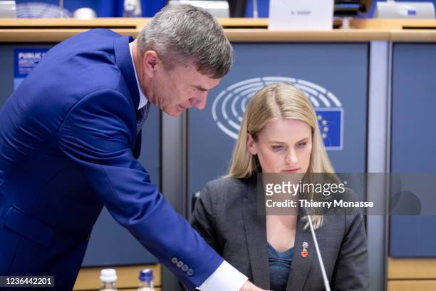 Facebook whistleblower Frances Haugen speaks in front of the Internal Market and Consumer Protection Committee at the European Parliament on November...