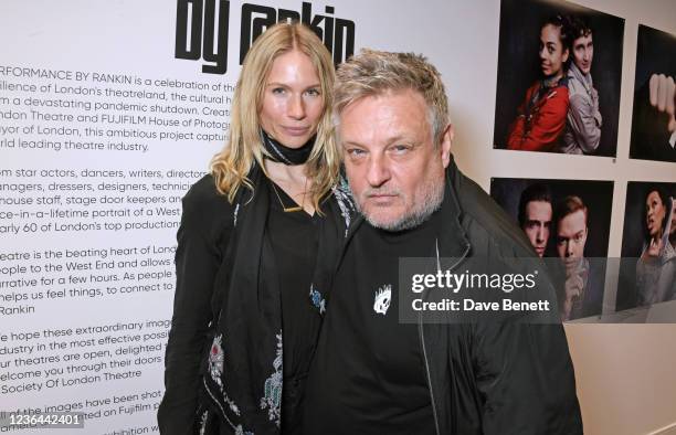 Tuuli Shipster and Rankin attend a private view of "Performance" by Rankin, a new exhibition celebrating the reopening of London theatre, at Fujifilm...