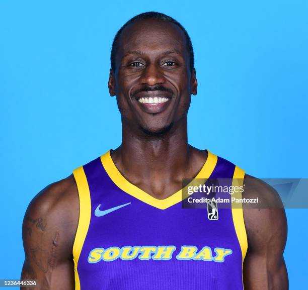 Andre Ingram of the South Bay Lakers poses for a head shot during NBA G League media day on November 3, 2021 at UCLA Heath Training Center in El...