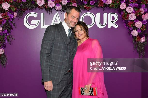 Actress Mariska Hargitay and husband Peter Hermann attend the 2021 Glamour Women of the Year Awards at the Rainbow Room at Rockefeller Center on...