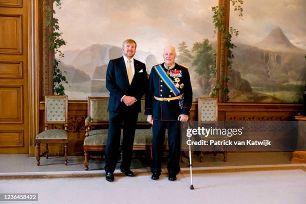 King Willem-Alexander and King Harald of Norway pose for an official picture in the Royal Palace in Oslo, Norway, 9 November 2021. The Dutch King and...