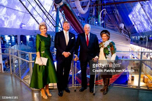 King Willem-Alexander of The Netherlands and Queen Maxima of The Netherlands and King Harald of Norway and Queen Sonja of Norway visit the Fram...