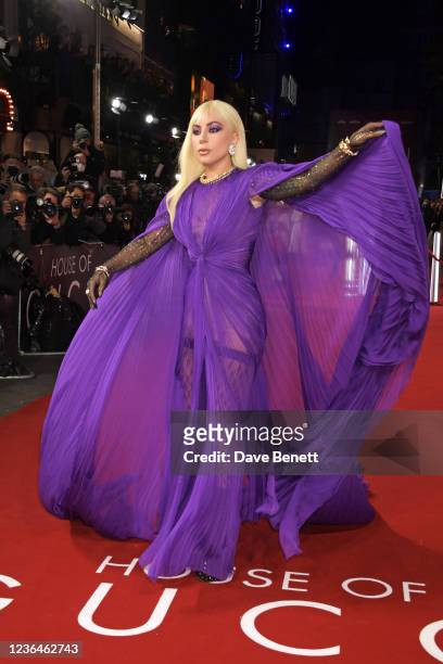 Lady Gaga attends the UK Premiere of "House Of Gucci" at Odeon Luxe Leicester Square on November 9, 2021 in London, England.