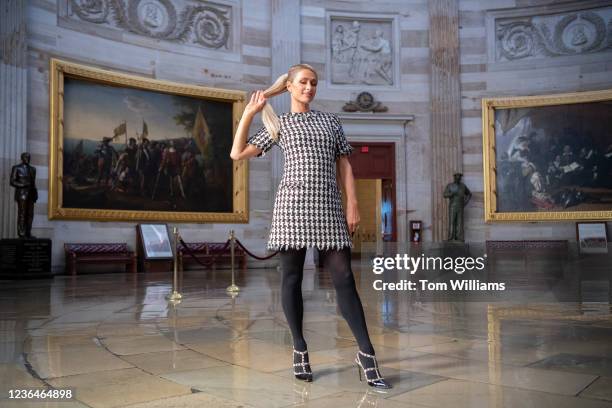 Paris Hilton is seen in the U.S. Capitol rotunda while in Washington to advocate for protections for youth in congregate care facilities on Thursday,...