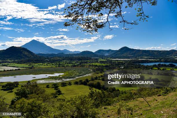 General view agroecological plantations in small plots of the Santa Clara community, on November 9, 2021 in San Vicente, El Salvador. Communities in...