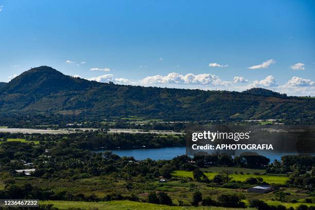 General view agroecological plantations in small plots of the Santa Clara community, on November 9, 2021 in San Vicente, El Salvador. Communities in...