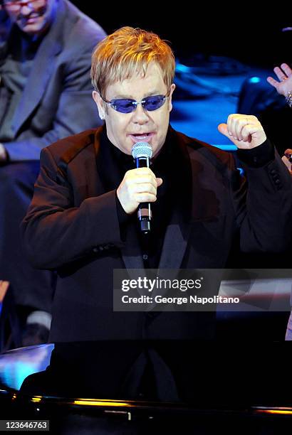 Elton John appears on ABC's "Good Morning America" at the Beacon Theatre on October 20, 2010 in New York City.
