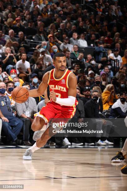 Timothe Luwawu-Cabarrot of the Atlanta Hawks dribbles the ball during the game against the Utah Jazz on November 9, 2021 at Vivint Smart Home Arena...