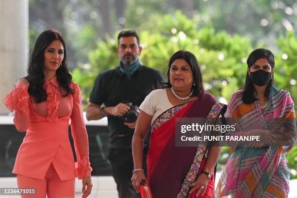 Falguni Nayar , managing director and CEO of Nykaa, an online marketplace for beauty and wellness products, arrives with her daughter Advaita and...