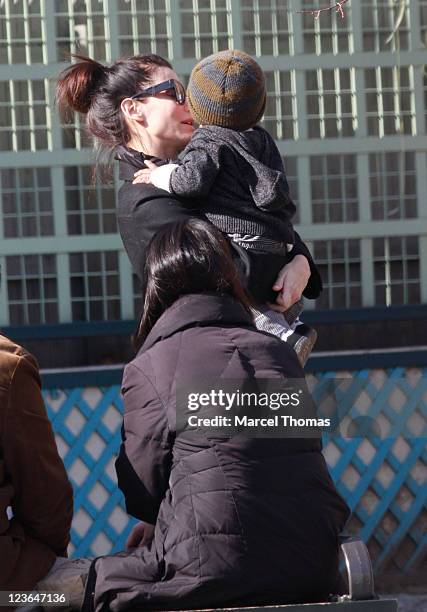 Actress Sandra Bullock and son Louis Bullock are seen on the streets of Manhattan on March 20, 2011 in New York City.