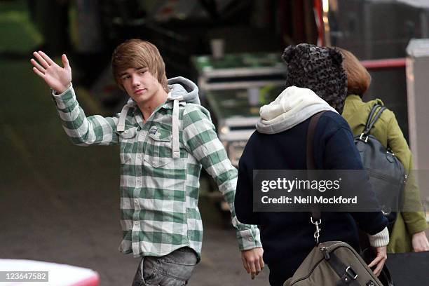 Liam Payne from X Factor group '1 Direction' sighted arriving at Fountain Studios on December 3, 2010 in London, England.