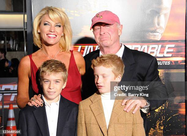 Director Tony Scott and his wife and sons arrive at the Los Angeles Premiere "Unstoppable" at Regency Village Theatre on October 26, 2010 in...