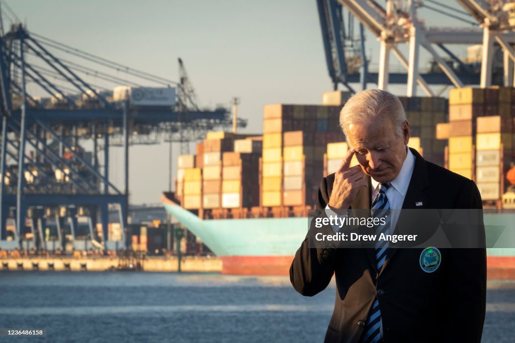 President Biden Discusses The Infrastructure Deal At Port Of Baltimore