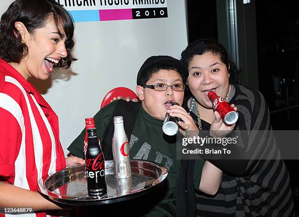 Lauren Birriel Rico Rodriguez, and Raini Rodriguez attend 2010 American Music Awards pre-party charity bowl tournament at Lucky Strike Lanes at L.A....